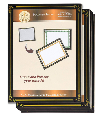 フレーム6パックの8.5x11の証明書文書、ペーパー/プラスチック賞の証明書フレーム