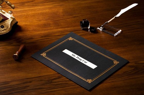 習慣によって印刷される証明書のホールダー、古典的で黒い証明書ファイルのホールダー